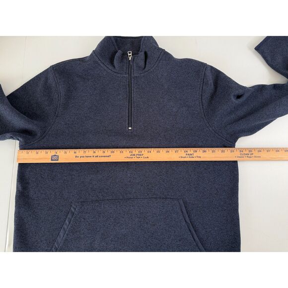 J Crew Mercantile Men's 1/4 Zip Sweater Fleece Pullover Jacket Navy Blue Size L - Picture 7 of 12